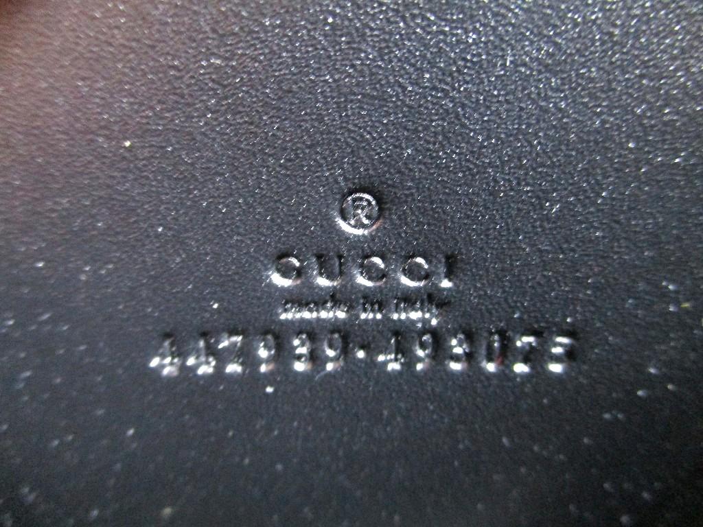 Оригинальный кошелек для монет GUCCI Guccissima из черной кожи на круговой молнии #a869 Восстановленный