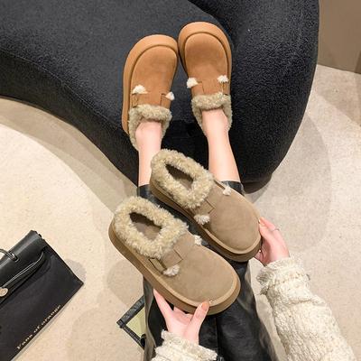 Женские хлопковые туфли, на флисовой подкладке и утолщенные, мягкая подошва, хлопковые туфли, толстая подошва, мех в одном куске, теплые зимние сапоги для женщин на зиму
