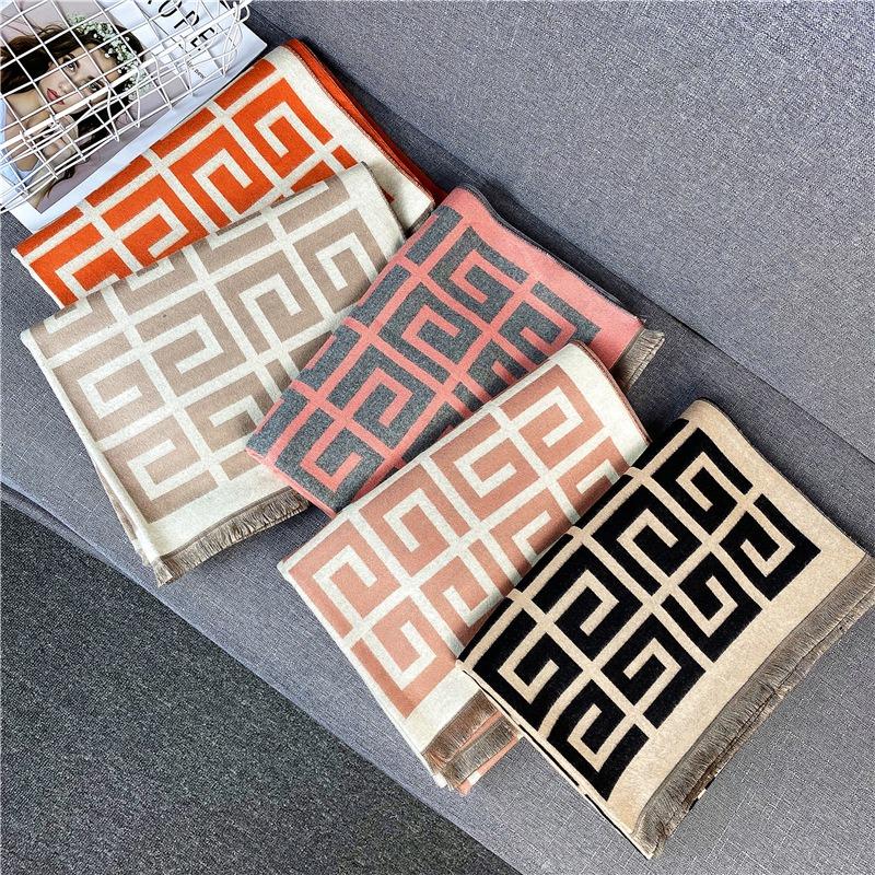 20 New Scarves Imitation Cashmere Fashion Autumn and Winter Warm Shawl Women's Dual-purpose Thickened Student Scarf