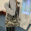 Women'S Bag 2025 Winter Casual Large Capacity Shoulder Bags Shopper Canvas Fashion Zipper Leopard Print Handbags