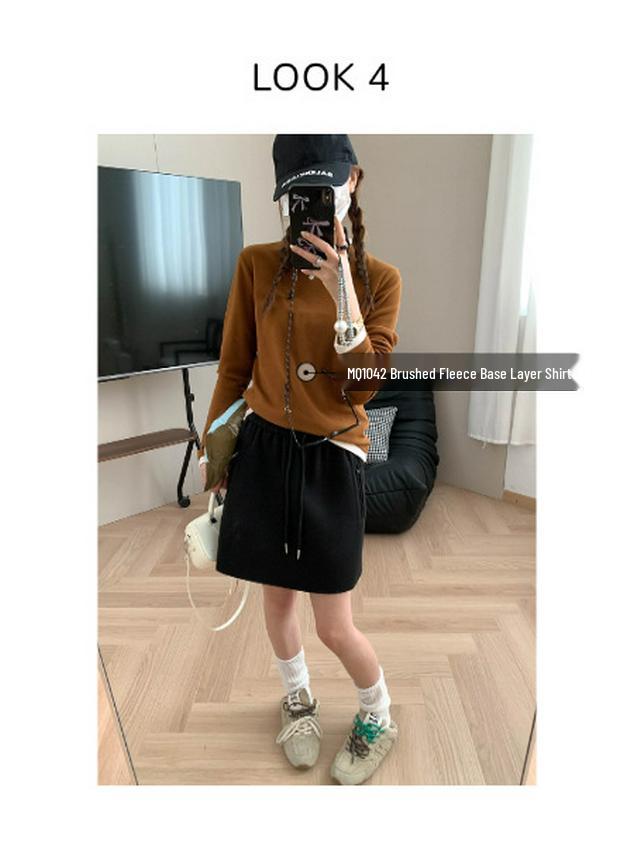 Moqie Winter Petite A-line Woolen Drawstring Short Skirt MQ1064