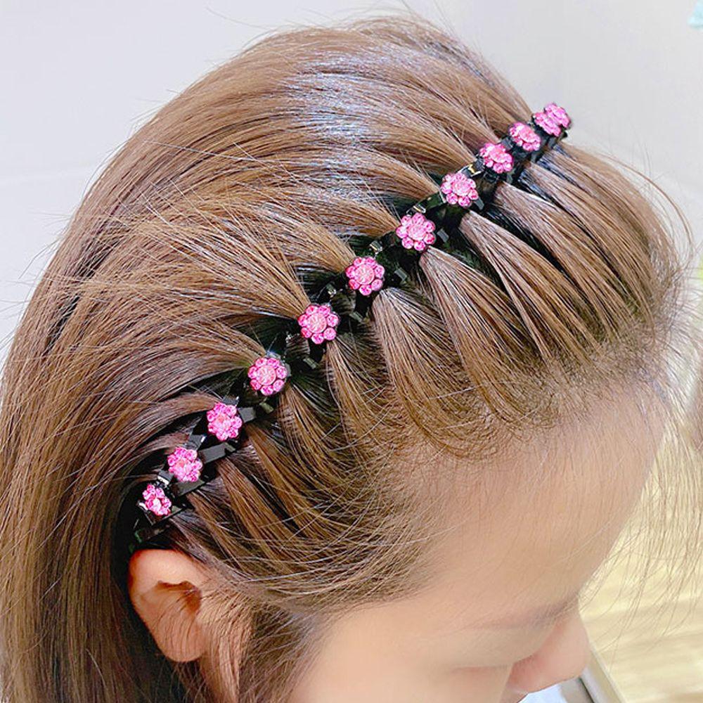 Vintage Non-slip Flower Headwear Wave Thin Headband Crystal Women Hair Hoop Korean Style Hairbands