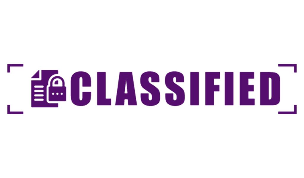 Printtoo Classified Self Inking Rubber Stamp Pre-Inked Office Stamp- Home Office Business Stationery, Black- 42 X 9