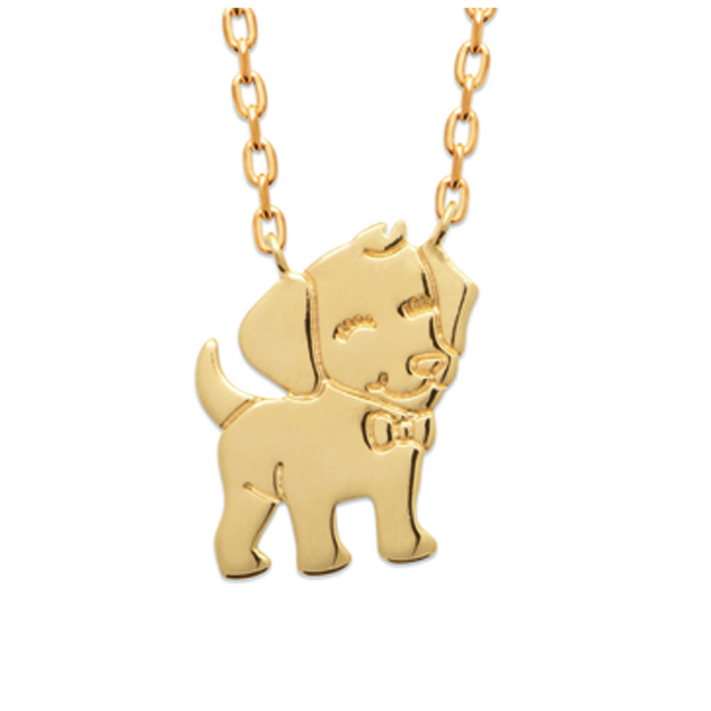 Les Trésors De Lily [R7706] - Gold Plated 'Dog' Necklace - 37 Cm 13x12 Mm