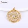 14K Gold Plated Round Sun Charms Brass Inlaid Zircon Sun Pendants For DIY Nacklace Making Jewelry Making Accessories