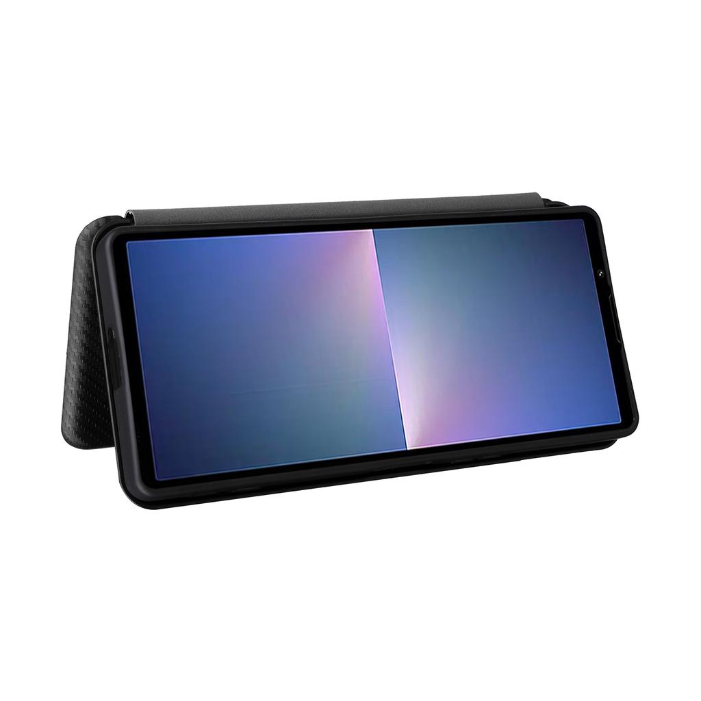 Чехол для Sony Xperia 5 V Текстура углеродного волокна Противоударный Держатель для карт Искусственная кожа Чехол для телефона