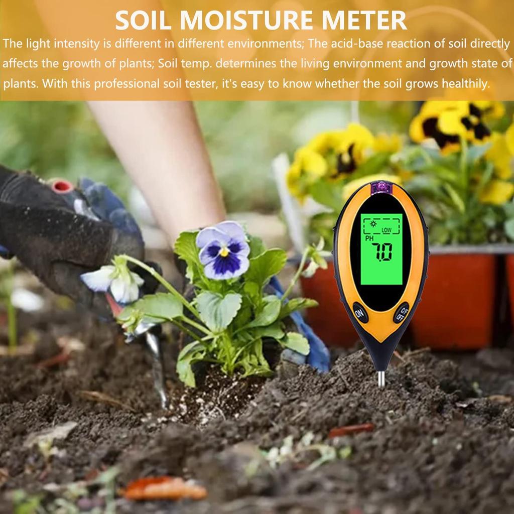 4-в-1 тестер почвы измеритель влажности/освещения/pH/температуры растений ЖК-дисплей датчик измерения уровня воды монитор садовых растений здоровый уход за ними