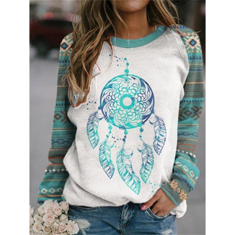 Shoulder Sleeves for Spring Autumn Comfortable and Fashionable Simple and Loose 3D Digital Printed Women's Clothing Pullovers & Long Sleeves