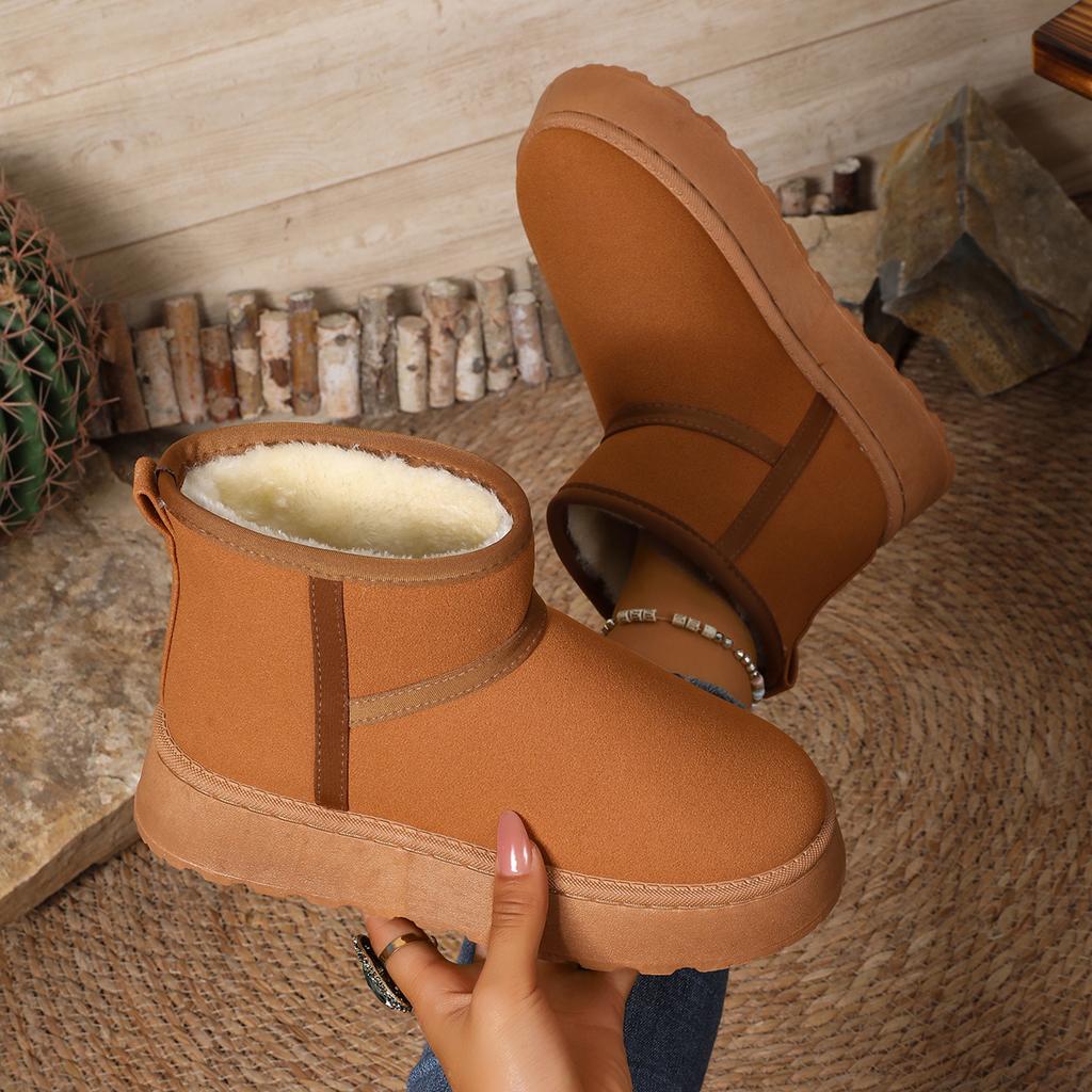 Мода 2025 Новые женские ботильоны Толстая плюшевая платформа Зимние ботинки Женские слипоны Утепленные пушистые туфли Сохраняют тепло Меховые хлопковые туфли Женские