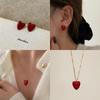 Simple And Advanced Sense, Red Oil Dripping Love Stud Earrings, Women'S Light Luxury Retro Personality Fashion Trend Versatile Necklace