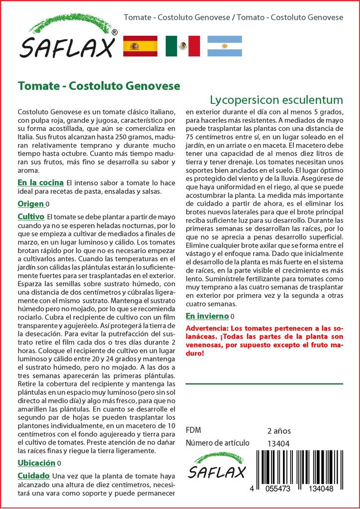SAFLAX Garden in the Bag - Помидор - Costoluto Genovese - 10 семян - С субстратом в подходящем пакете-стойке - Lycopersicon esculentum
