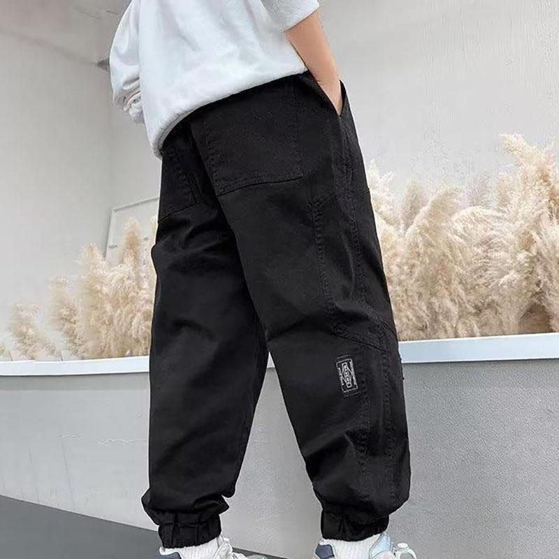 Весенние и осенние брюки-карго для мальчиков, брюки с карманами, детские джоггеры, средние и большие брюки, леггинсы, спортивные брюки с принтом, повседневные брюки для детей и мальчиков