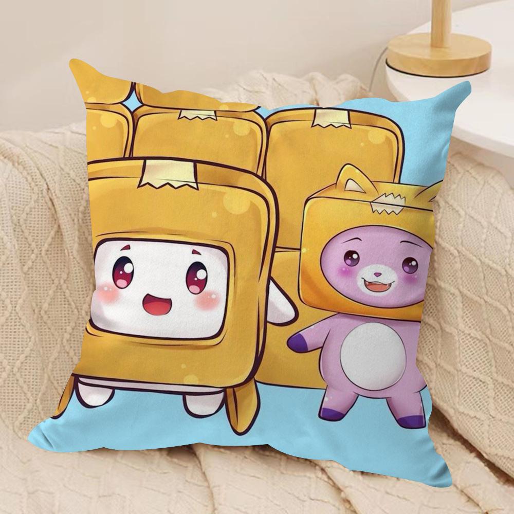 Cartoon LLankyBox Cushion Cover Soft Plush Throw Pillow Cover DoubleSided Decorative Cushion Case Sofa Bedroom Home Decor