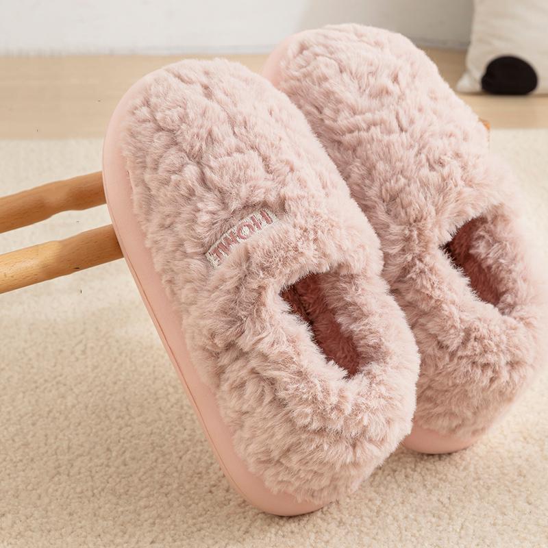 Winter Home Cotton Slippers Women Indoor Warm Plush Footwear Non-Slip Platform Slippers Trend Couple Men All-in Package Shoes