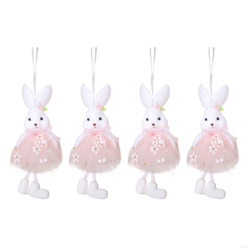 92MF 4Pcs Holiday Bunnies Ornaments Multicolor Hanging Decorations for Party