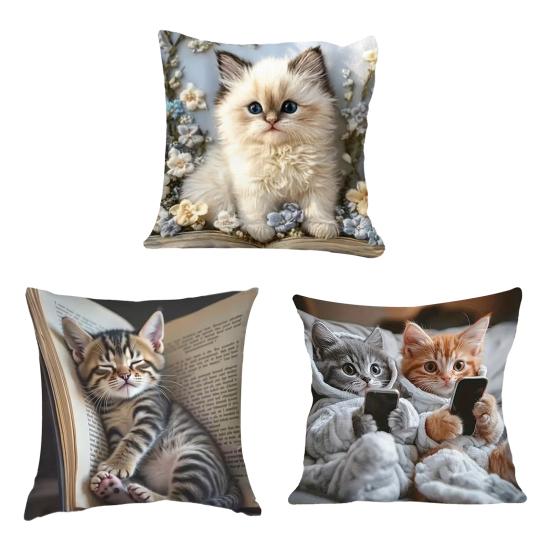 Наволочка для подушки 3D с принтом кота, наволочка для подушки, дизайн со скрытой молнией, съемная, моющаяся, декоративная наволочка для подушки