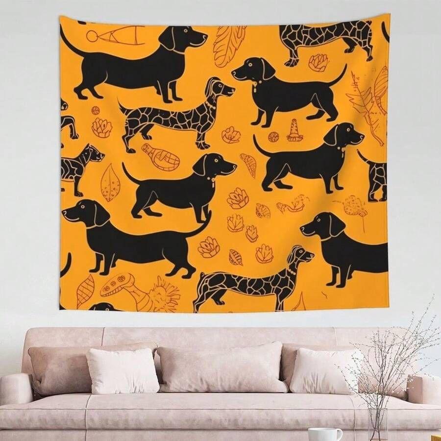 Tapestry PC wall black dachshund not
