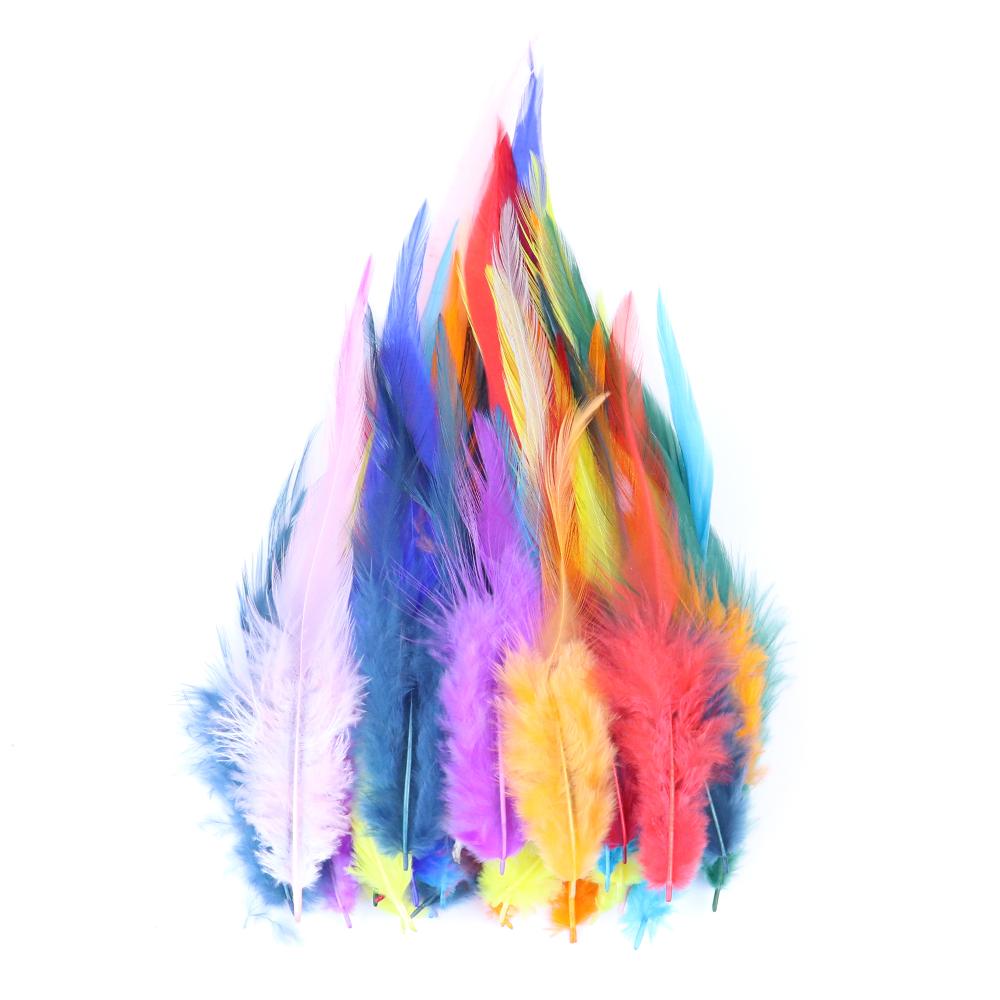 Натуральные куриные перья 10-15см Мягкие петушиные перья для шитья Карнавальные свадебные поделки Украшение для платья одежды