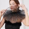 652F Lace Puff Collar Adjustable Belt Tulle Collar for Masquerades Stage Performances Victorian Styles Costume Collar