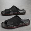 Cool Leather Men Slippers Genuine Leather Slides Man Summer Shoes For Men Leisure Outdoor Sandals Plus Size 38-48