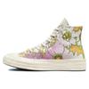 1970s Chuck Taylor All Star Floral Print High Top Espadrilles Women's White, Purple Green.
