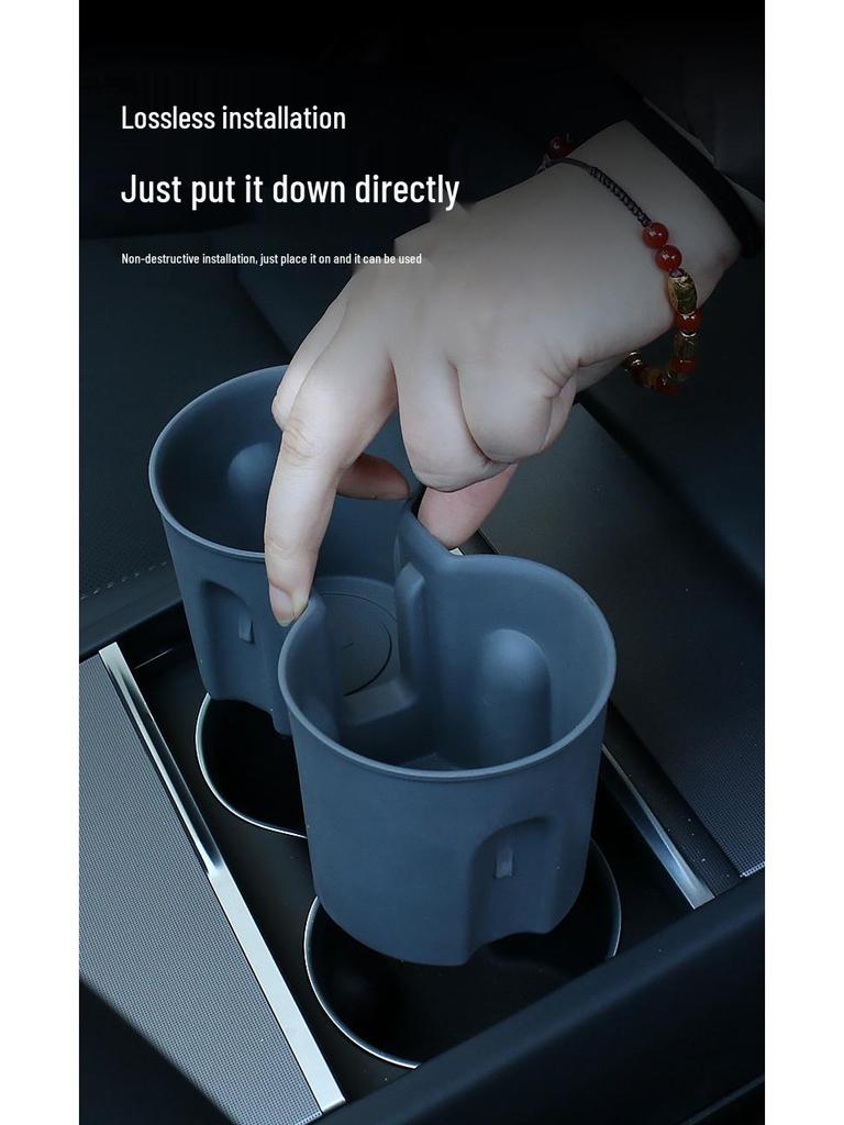 Tesla Model Y/3 Refreshed Center Console Cup Holder Silicone Cover & Coaster Accessory.