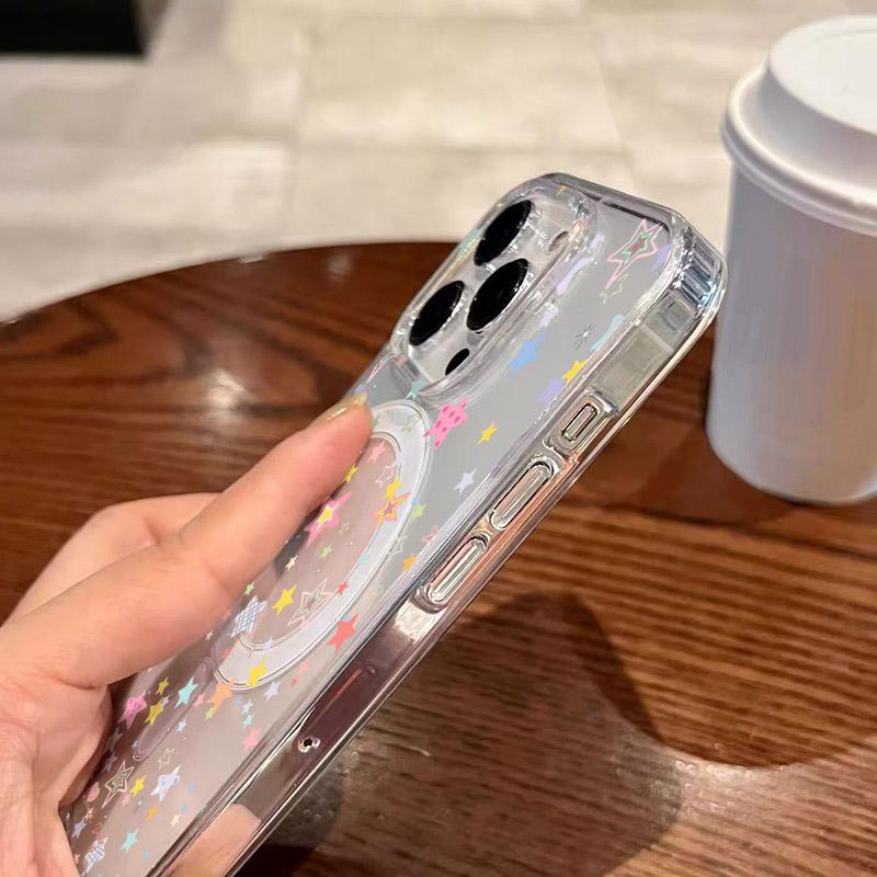 Корейский INS Красочная Звезда Магнитный Чехол для Телефона Для iPhone 11 12 14 13 15 16 17 Pro Max 16E 17E 17Air XS X XR 7 8 Plus Задняя Крышка