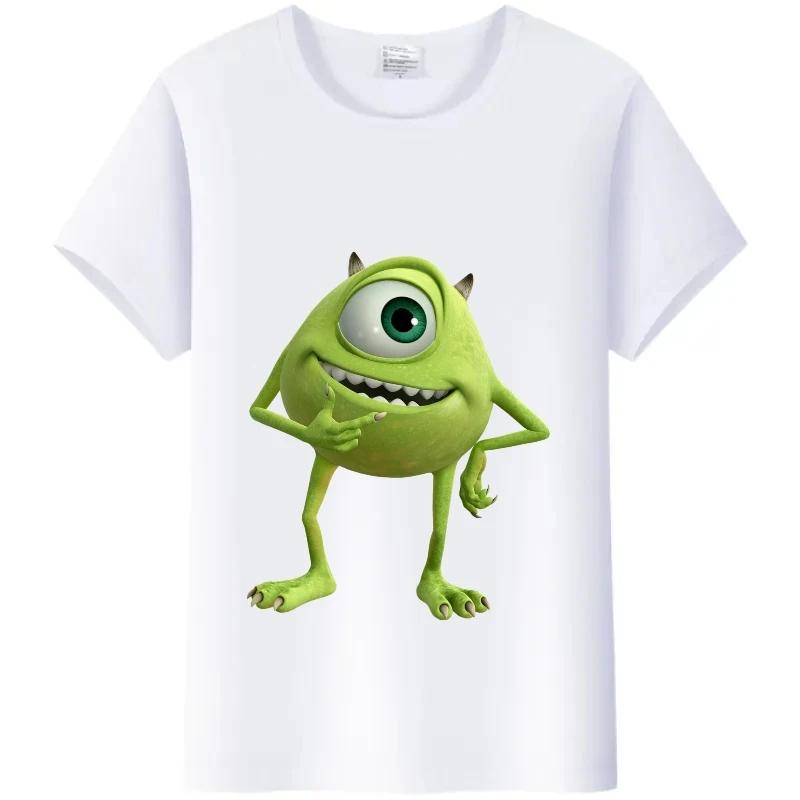 Kawaii Monsters, Inc. T-Shirt White Female TShirt Short Sleeve Tops James -P- Sullivan Funny Mr.Q Graphic Tees Unisex