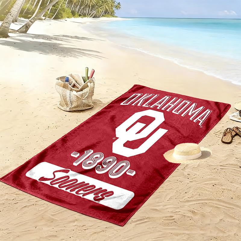 Oklahoma Sooners Print Beach Towel, Large Soft Quick Dry Towel for Beach Camping Swimming