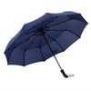 Полностью автоматический открытый прочный тройной складной большой ветрозащитный зонт от дождя