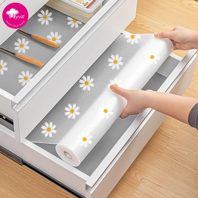 Пластиковый коврик для полок с цветами, рулон, водонепроницаемый, пыленепроницаемый, нескользящий, коврик для кухонного шкафа, влагостойкий коврик для стола на холодильник