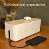 2024 Cable Storage Box Wooden Power Line Dustproof Charger Socket Organizer Home Network Wire Winder Organizer Case