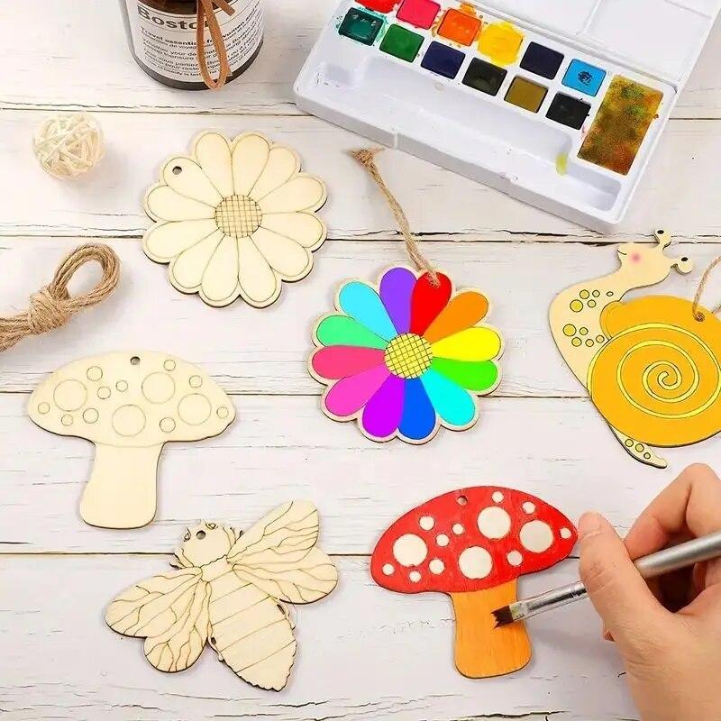 8pcs Wooden Cutouts Butterfly Wood Slices Flower Wood Cutouts Blank Wooden Paint Crafts For Painting, DIY Crafts Home