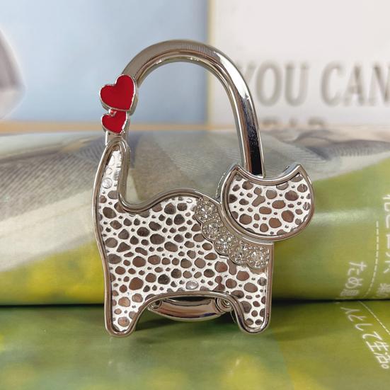 Крючок для сумки в форме кошки с блестящим декором из стразов, нескользящее основание, складной, для края стола, вешалка для сумочки