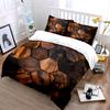 3Pcs Wood Hexagon Bedding Set,Brown Wooden Geometric Pattern Print Duvet Cover + 2 Pillowcases,Rustic Natural Style for Bedroom