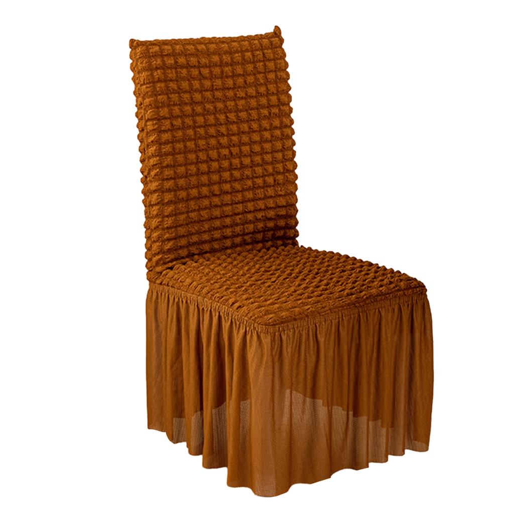 Solid Stretch Dining Chair Cover Seersuckers Chair Protector Cover Slipcover Banquet Chair Skirt Wedding Party Decor