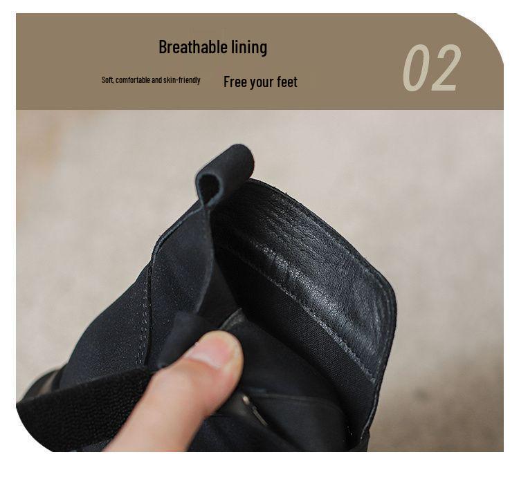 Women's Martin Boots, Super Light Thick-Soled, Plus Velvet, Platform Heightening, Punk Style, Spring/Autumn Models.