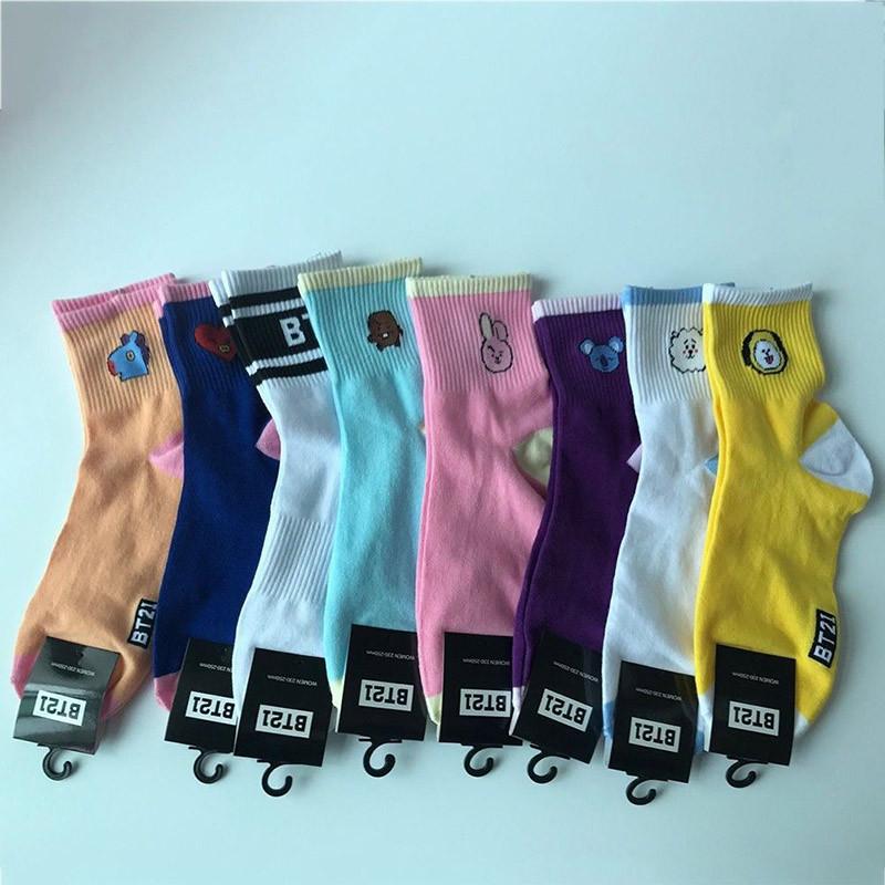 BTS Bangtan Kpop Мальчики Длинные Носки Мультяшная Кукла Chimmy Shooky Высокий Трикотаж