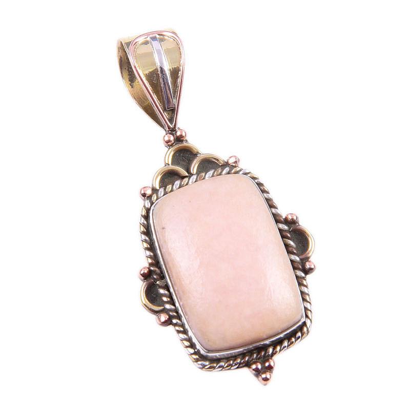 Подвеска из натурального розового опала из стерлингового серебра 925 пробы в двух тонах 1,50 дюйма d5M90