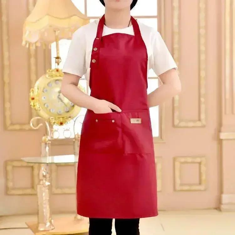 New Chef Waiter Cafe Shop Pure Color Cooking Apron for Woman Men BBQ Hairdresser Aprons Bibs Kitchen Accessory