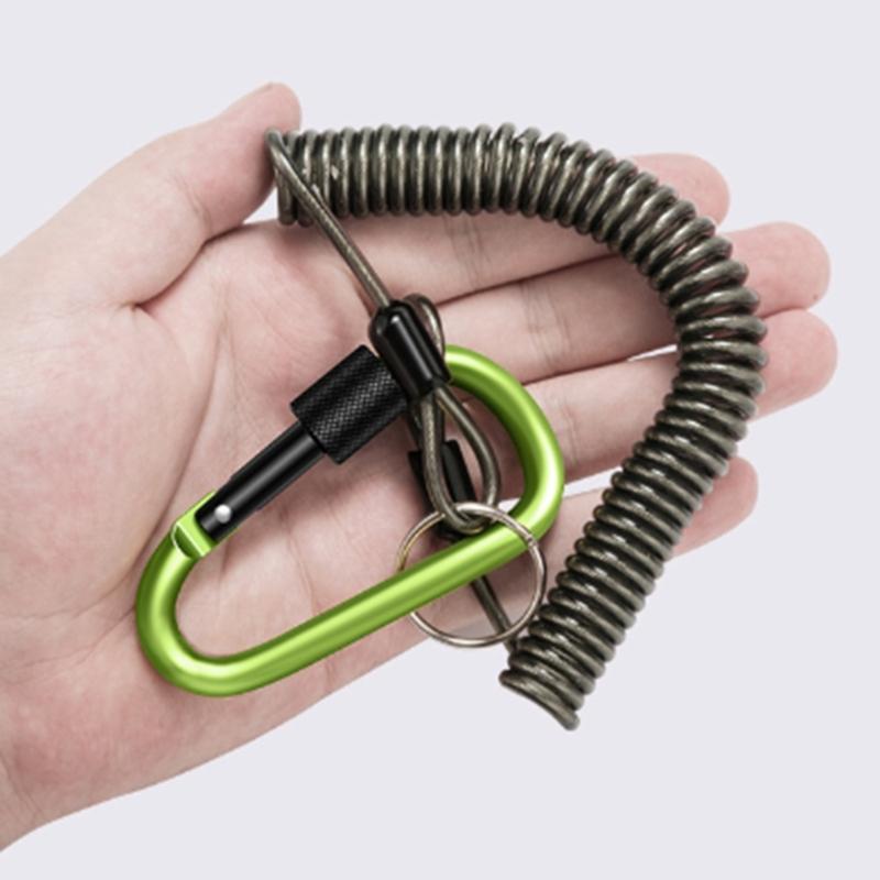 Multifunctions Fishing Safety Lanyards Retractable Coiled Tethers with Carabiner