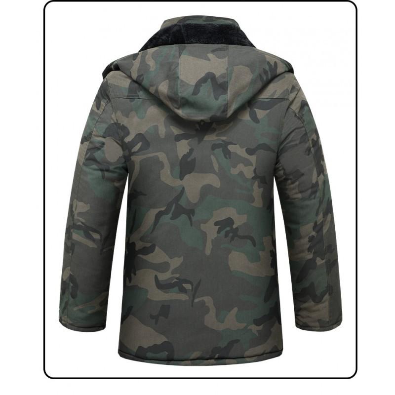 Velvet Thick Camouflage Cotton-padded Jacket Outdoor Mid-long Men's Cold Storage Cold-proof Labor Protection Wear-resistant Overalls
