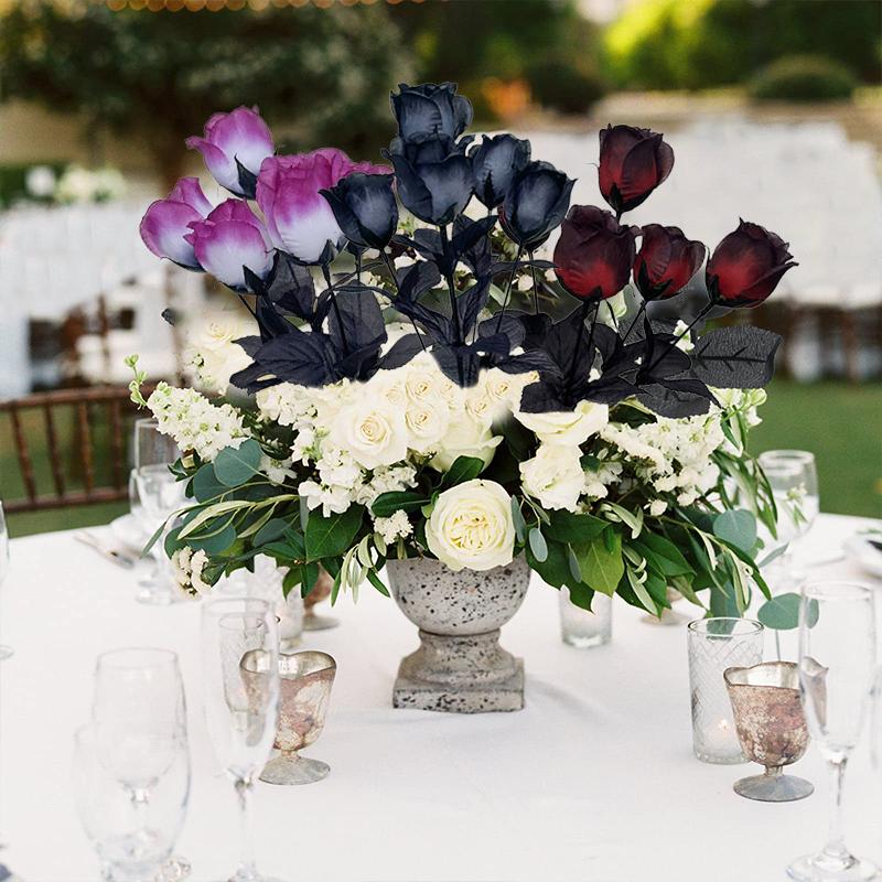 1 шт. Реалистичные шелковые черные розы Фотофон Цветы Готический домашний декор Имитация черной розы 36 см