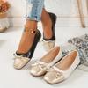 Women's Bow Square Toe Flats - Comfortable Slip On Ballet Shoes