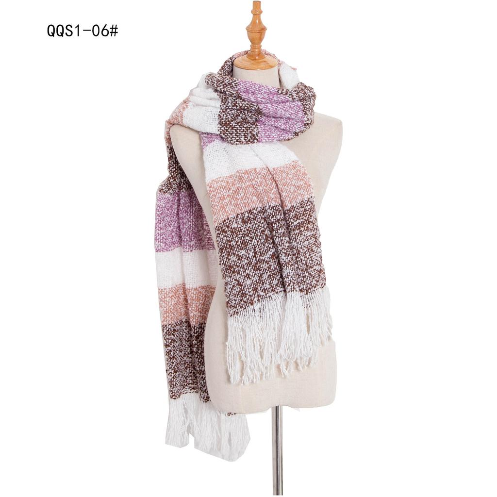 Autumn and Winter Polyester Circle Sand Plaid Scarf Women's Warm Fringed Scarf Shawl