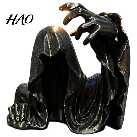 Mysterious Home Decor Accessories 3D Printed Faceless Cloak Figurine, Hooded Reaper, Gothic Personalized Gifts for Dark Style Lovers Desktop