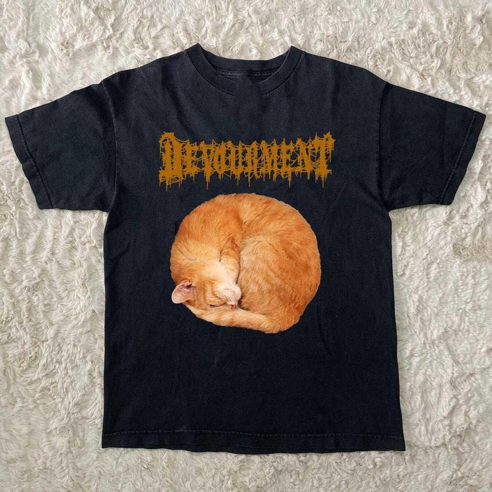 Смешная футболка с коротким рукавом Devourment Band Cat, черная, все размеры, унисекс