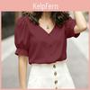 Vneck Solid Women Casual Zanzea Color Short Sleeve Blouse