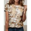 Женские футболки с 3D-принтами с цветами, футболки с коротким рукавом, топы, футболки с 3D-принтами и круглым вырезом, летняя повседневная женская одежда