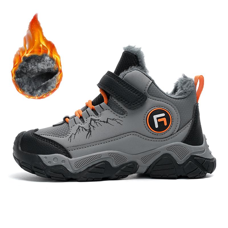 Детские теплые высокие хлопковые ботинки для активного отдыха на открытом воздухе, зимние ботинки, походная обувь, модные спортивные хлопковые ботинки 30-40